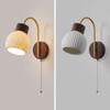 Milk Glass Wall Sconce: 32 cm Gold Vintage Wall Light Fixtures with Pull Chain Switch - Mid Century Modern Gooseneck Wall Mounted Lamp for Bedroom