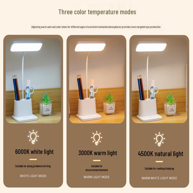 Student LED Desk Lamp with Eye Protection - Clip-on, Touch Charging, Bedside Light for Reading