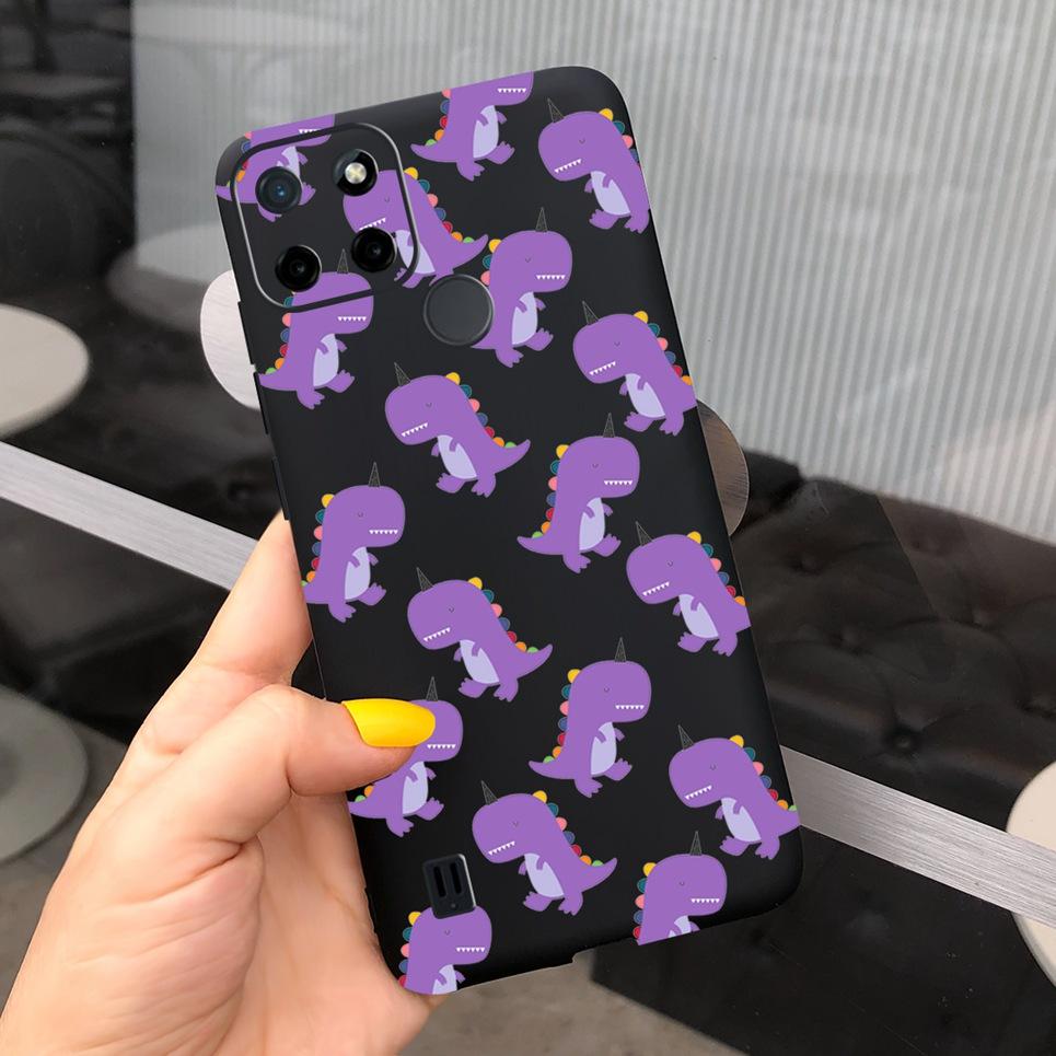 Dragon Cool Black Cases For Realme C25s C25Y Case Cartoon Animals Soft Silicone Matte Bumper On Realme C25Y C 25 Y S Candy Color