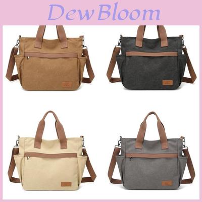 Canvas Tote Bag With Multiple Pockets For Daily Casual Use Womens Large Capacity