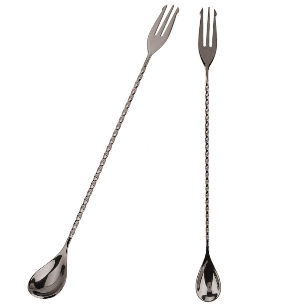 2Pcs Rustless Steel Mixing Spoon Dual Head Bar Spoon Bar Spoon Stirrer  For Beverage Layering