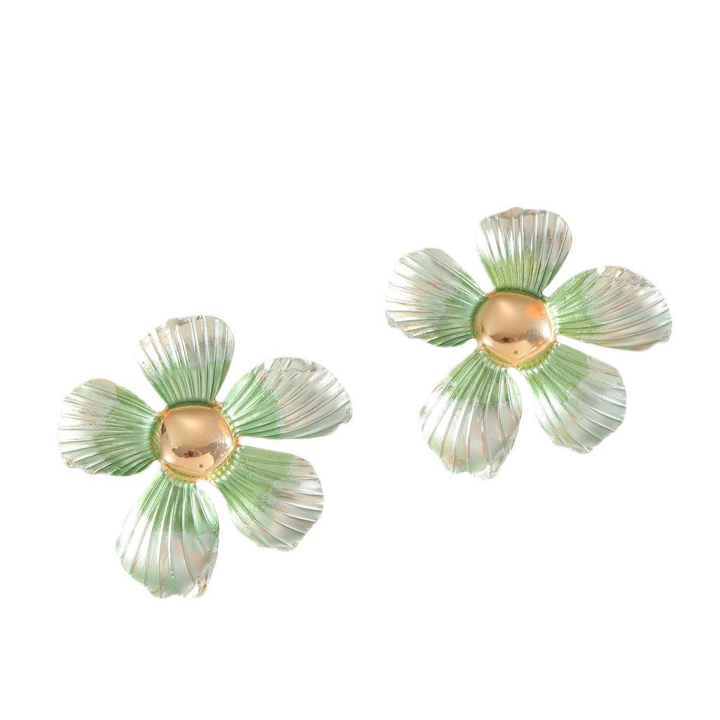 European and American new metal flower earrings, high-end earrings, women's exaggerated flower stud earrings, petal jewelry