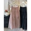 Super light pearlescent soft gauze skirt~ A-word splicing fluffy cake skirt French gentle temperament versatile medium and long skirt