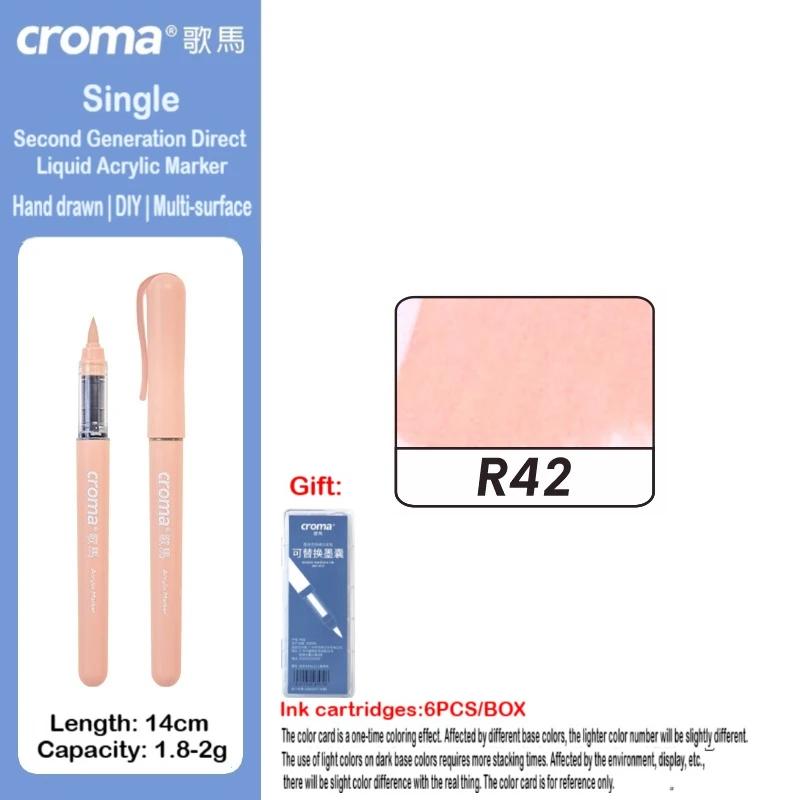 Croma 160/1 Farben Nachfüllbares Direktflüssig-Acrylmarker-Set mit Weicher Spitze, Waschbarer Aquarellpinsel Schulausstattung