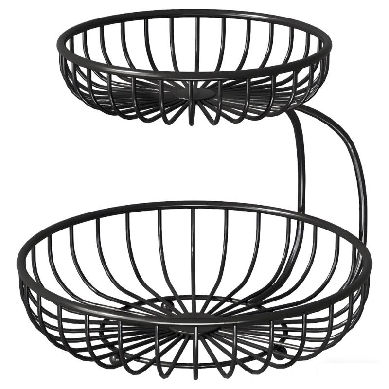 Modern Stackable Iron Wire Fruit Basket Metal Wire Kitchen Produce Stand Kitchen Metal Wire Fruits Stand Holder
