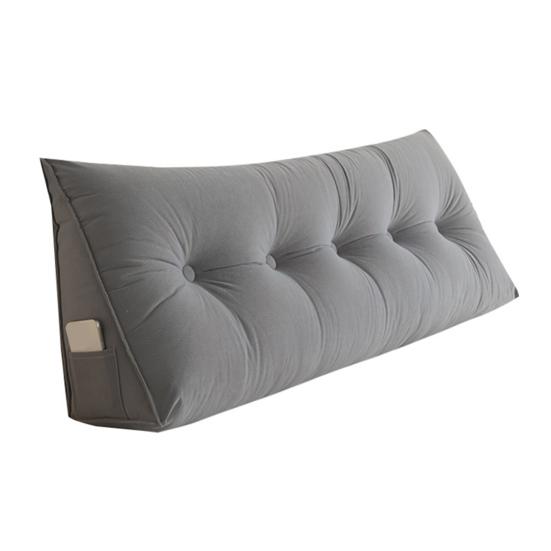 Headboard Backrest Wedge Triangle Pillow With Side Pocket Removable Cover Headboard Wedge