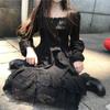 Frauen Spitze Rüschen Lolita Kleid Herbst Mädchen Langarm Mini Kleider