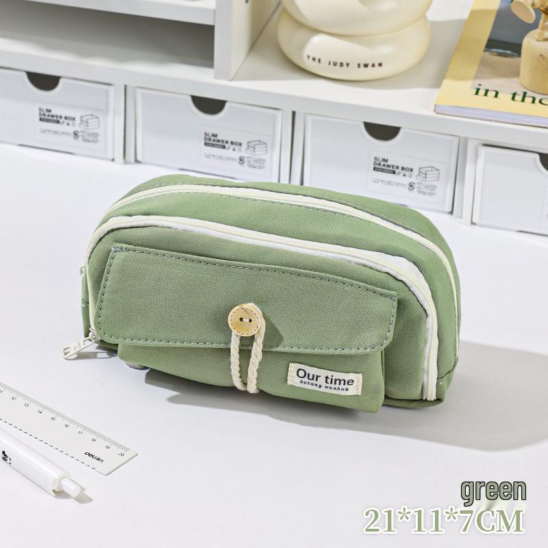 Korean Style Solid Color Canvas Pencil Case - Perfect for Students
