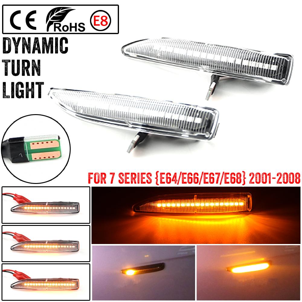 Car Fender Side Marker Repeater Lights For BMW 7 Series (E65/E66/E67/E68) 2001-2008 Dynamic LED Turn Signal LampTurn Signal 2