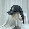 Teens Distressed Baseball Caps with Rabbit Ears Decors Outdoor Sports Camping Baseball Caps Woman Breathable Cycling Hat