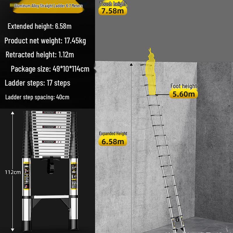 Stainless Steel Telescopic Aluminum Alloy Folding Step Ladder