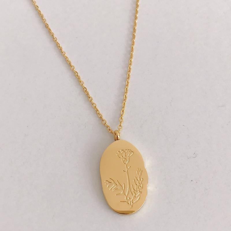 High Color Retention High Praise 12 Moon Flower Necklace December Flower Birth Flower Necklace Month Flower Necklace Color Retention
