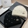 Rabbit Hair Small Fragrant Wind Full Diamond Knitted Hat Winter Paris Light Luxury Niche Warm Versatile Wool Ear Protection Hat Women