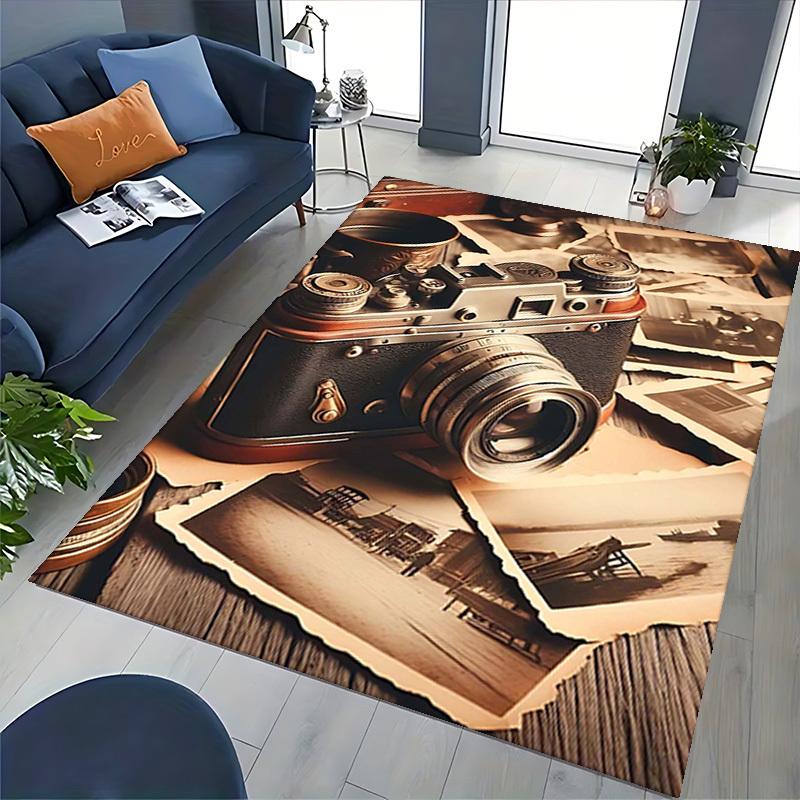 1pc Vintage Camera & Old Photos Chair Mat - Office Desk Pad, Non-Slip Carpet for Home Decor, Suitable for All Seasons, Festive Gift.P018