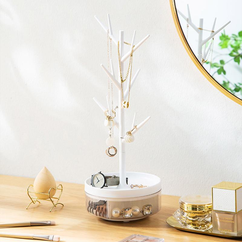 

1 шт., креативная стойка в форме дерева, многофункциональная, пластиковая, удобная, для рабочего стола, держатель для хранения украшений для домашнего декора белый