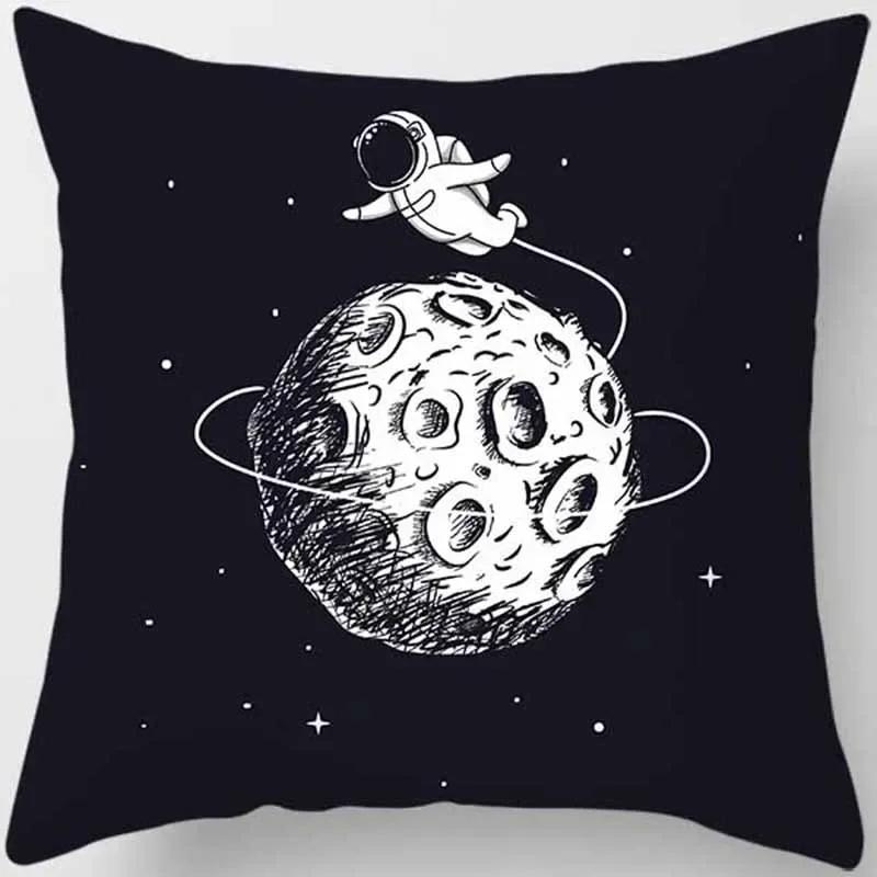 Cartoon Humor Astronaut Print Square Pillowcase Home Decor Car Sofa Cushion Cover