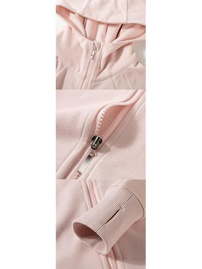 Women's Slim-Fit Pink Hooded Zipper Jacket, Sporty Spring/Autumn Style