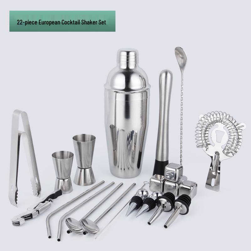 Stainless Steel Bartender Set: Boston Shaker & Cocktail Tools