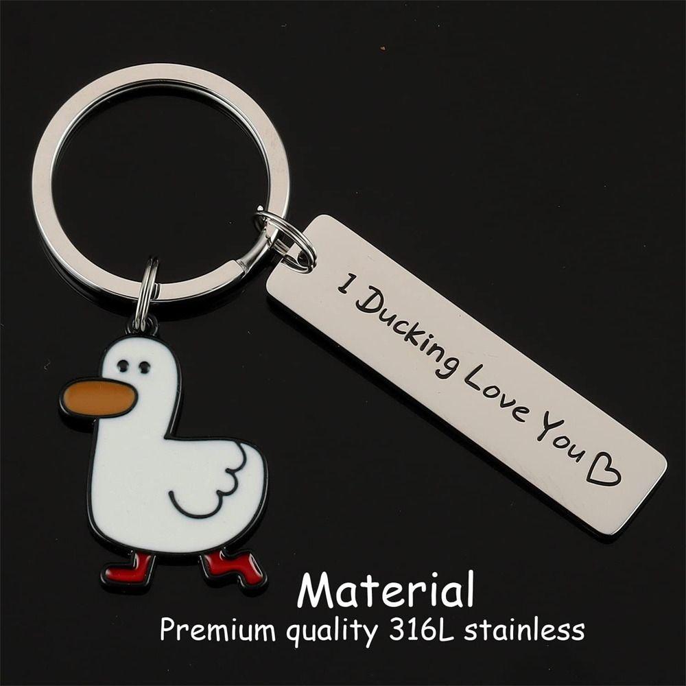 Stainless Steel Ducking Love Keyring Couples Jewelry Duck Pendant Funny Duck Keychain  Handbag
