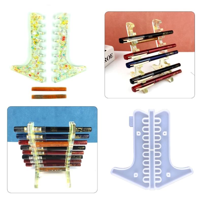 8 Yuvalı Kalem Tutucu Silikon Kalıp Makyaj Fırçası Tutucu Kalıp Masaüstü Depolama Düzenleyici Reçine Silikon Kalıp DIY El Sanatları için