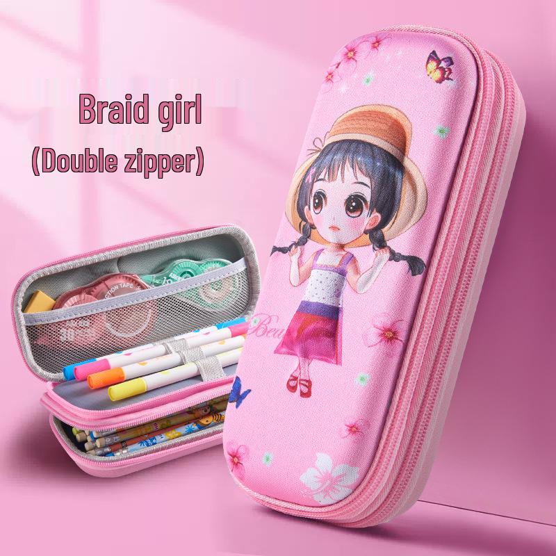 Double Layer 3D Zipper Pencil Case - Large Capacity for Elementary School Students