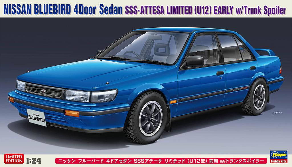 Hasegawa Nissan Bluebird Sedan SSS Attesa Limited Early Model with Trunk Spoiler Plastic Model Kit 20562 1/24 4-Door (U12 Type)