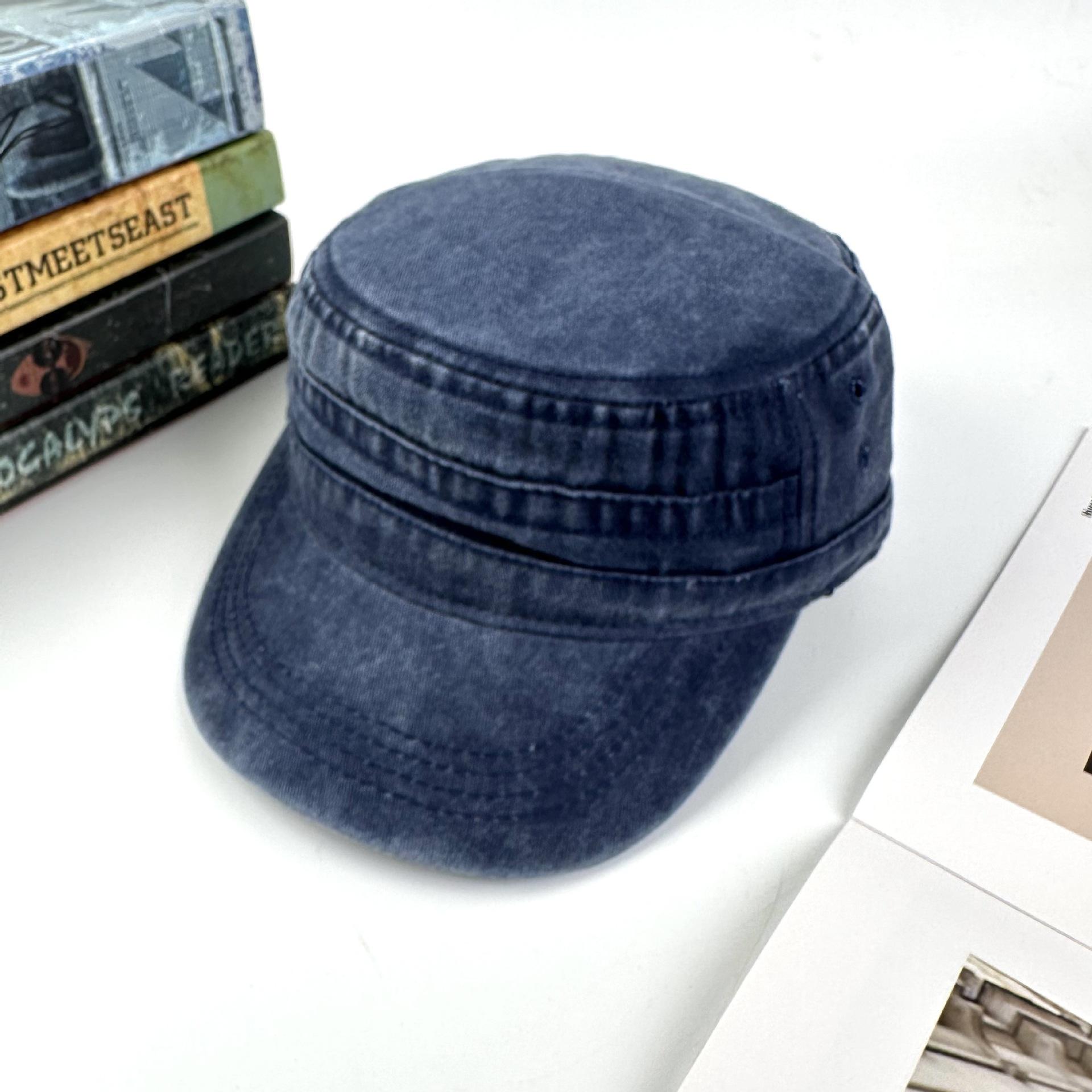 Washed Retro Cap Men S Retro Flat Top Dad Hat Outdoor Casual Baseball Cap Military Cap 56-58cm