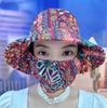 Sunscreen sun hat, mask integrated face cover, dust-proof ultraviolet light outdoor tea picking sun hat, small fragrance and versatile