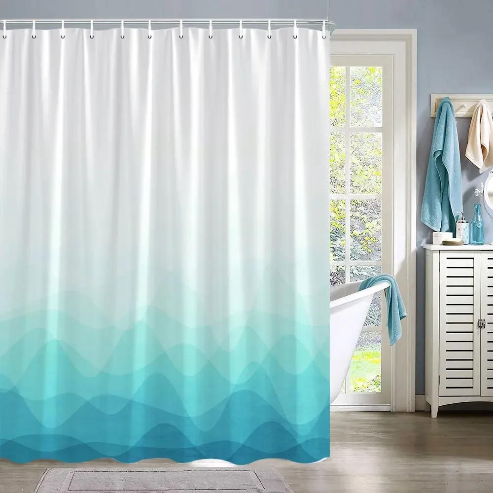 Colourful Gradient Minimalist Bathroom Curtains Abstract Geometric Lines Home Bathroom Decor Polyester Washable Shower Curtains