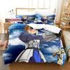 Fate Saber 3D-tryck Anime Sängklädesset Tryckt Påslakan Örngott Enkelt Dubbelt Queen Super King Size Set