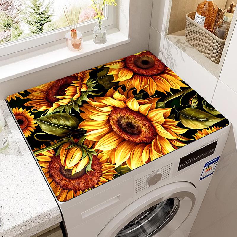 Retro Washing Machine Covers Kitchen Absorbent Coffee Machine Refrigerator Cover Pad Drain Pad Microwave Oven Insulation Pad
