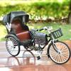 Historical Accuracy Metal Jinrikisha Collectible Toy Vintage Rickshaw Tricycle Model Desk Decoration Movie Ornament