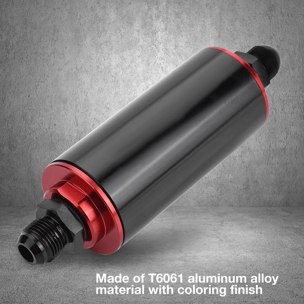 Universal 100 Micron AN8 Aluminum High Flow Fuel Inline Petrol Filter for Car Truck Black