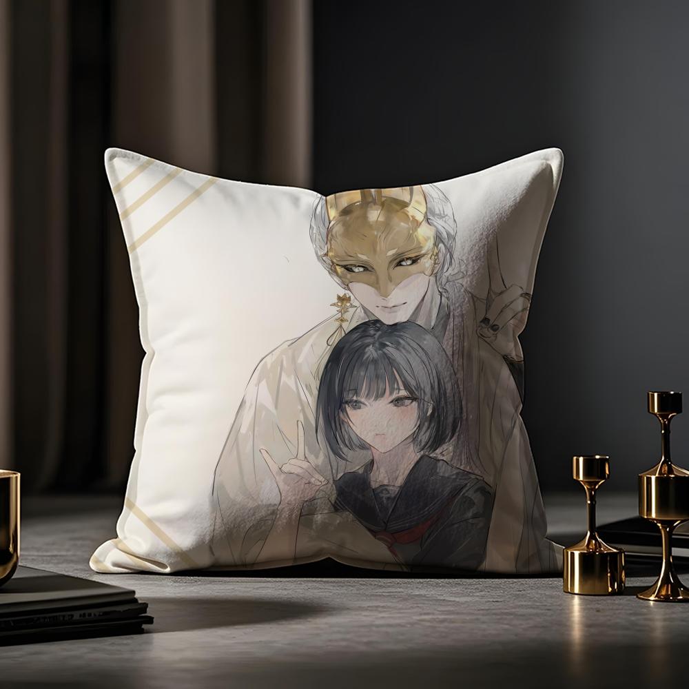 F Silent Hill F Cushion Cover Anti-dustmite Pillowcase Invisible Zipper Silky Short Plush Sofa Cushion Cover