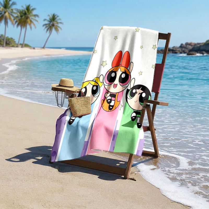 Powerpuff Fashion Beach Towel: Ideal for Summer Adventures Soft, Absorbent and Quick Drying Suitable for Swimming and Bathing