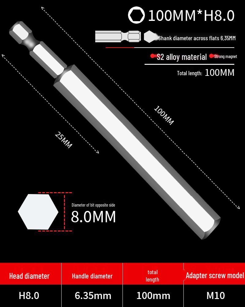 Hexagonal Screwdriver Bit Extension for Electric and Air Screwdrivers