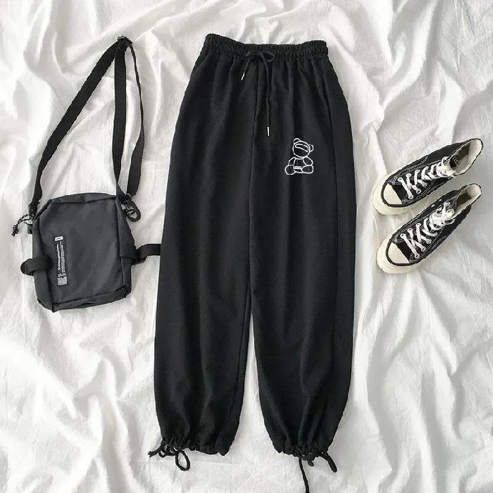 

Gray sweatpants children s students summer Korean version loose leggings dad casual lantern straight pants new large size 2XL чорний