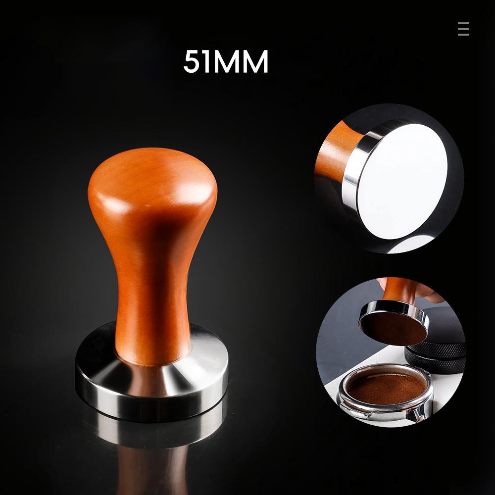 51/58MM Espresso Coffee Tamper Stainless Steel Base Ergonomic Handle DIY Coffee Tool Durable Wooden Handle Barista Tool