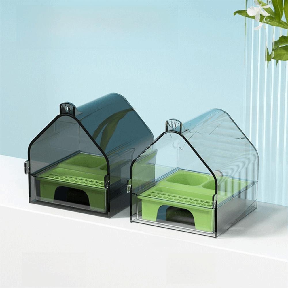 Removable Tray Bird Cage Feeder Box Spill-Resistant Easy-Clean Clear Cage Feeder No Mess Transparent Birds Food Container