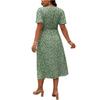Women's Plus Size Casual Loose Fit V Neck Short Sleeve Floral Print Long Length Full Skirt Dress