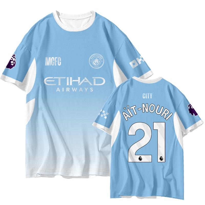 Manchester City ''-2027 Tricou Acasă/Deplasare Bărbați cu Mânecă Scurtă cu Uscare Rapidă Tricou Fotbal Croială Largă Respirabil Tricou de Performanță
