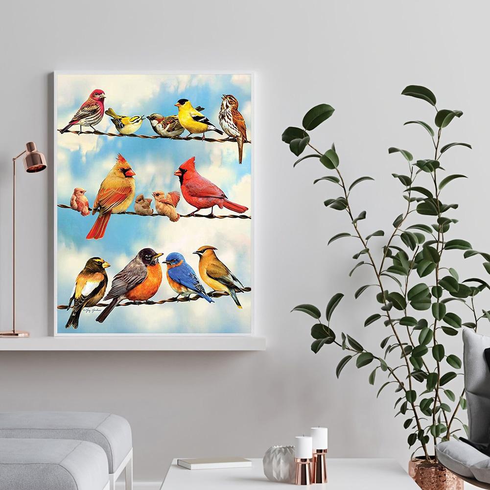 DIY-Diamantgemälde „Vögel in allen Farben“, Kreuzstich-Set, Mosaik-Kunst, Diamantgemälde, voller Kreis/Quadrat, Diamant-Heimdekoration
