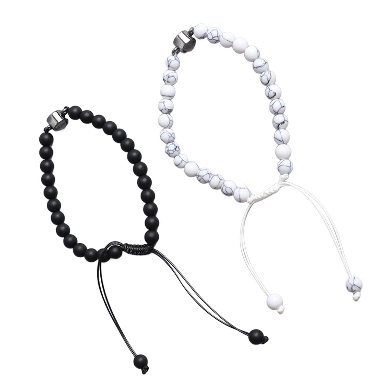 Каменный браслет регулируемый матовый уникальный модный белый черный бирюзовый браслет для мужчин женщин