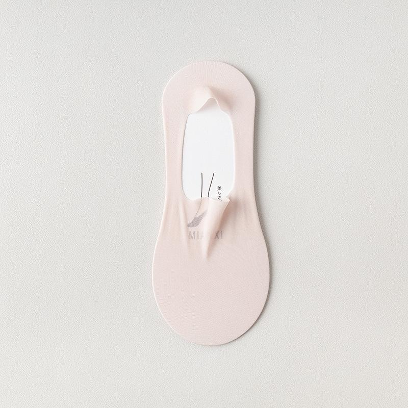 Female Summer Thin Cotton Bottom Super Shallow Mouth Invisible Silicone Non Slip Heel Socks