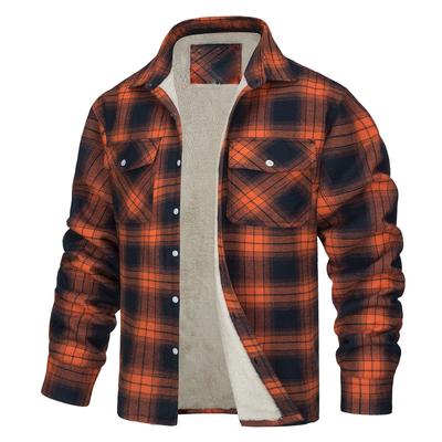 Herrenjacke Langarm Revers Plaid Dickes Hemd Herrenjacke