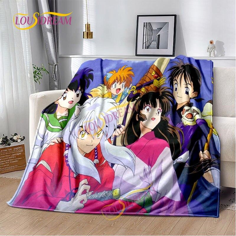 Inuyasha battaniyesi sıcak rahat çocuk battaniyesi karikatür pazen çarşaf kanepe örtüsü yürüyüş yetişkin ofis öğle yemeği molası battaniyesi.