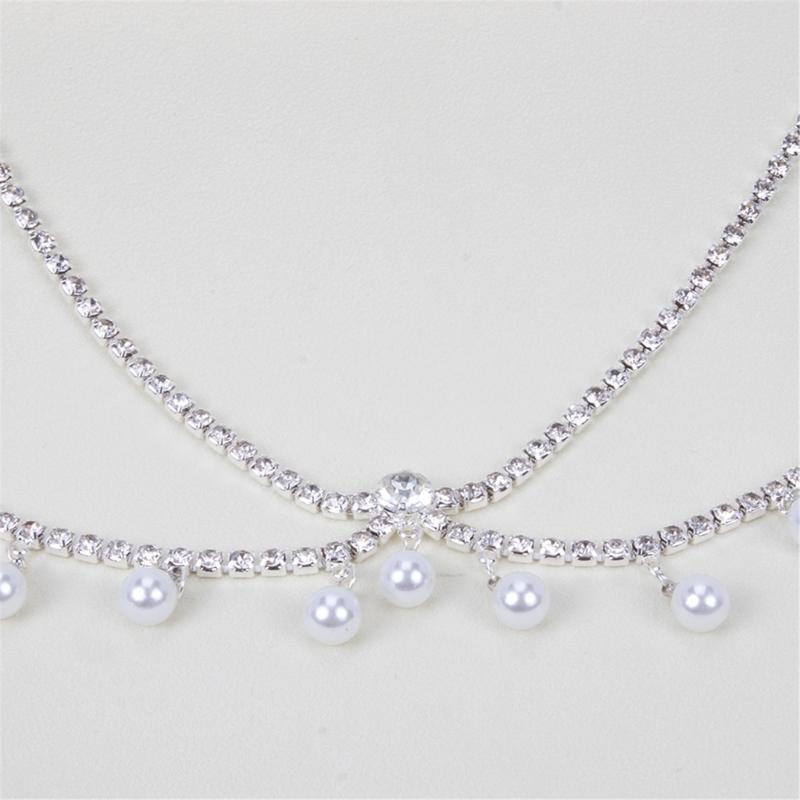 Elegant Two Strand Imitation Pearls Belly Chain With Dangling Fringes For Party And Wedding