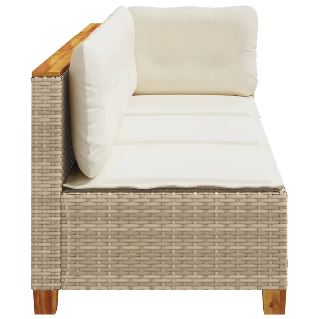 Garden Sofa with Cushions 3 Seater Beige Poly Rattan