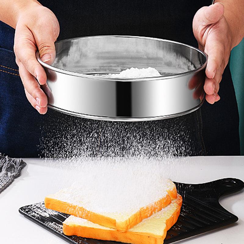 4Pcs/Set Professional Round Stainless Steel Flour Sieve 60 Mesh Fine Mesh Flour Sifter Multifunctional Filter Baking Pastry Tool