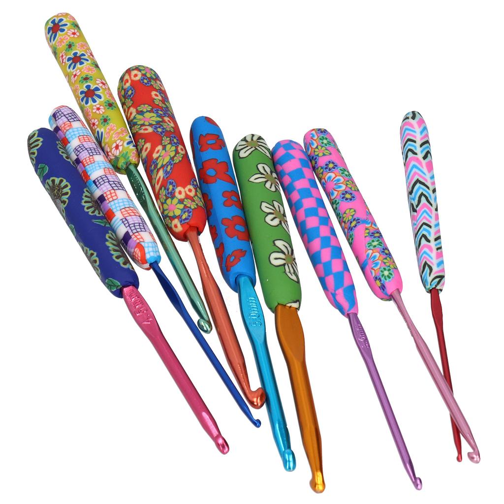 9Pcs Crochet Hook Set with Ergonomic Handles Needles DIY Craft Accessories for Women